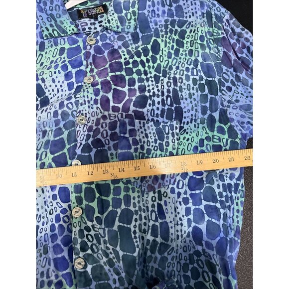Tropical Tantrum Button Up Shirt Mens XL Blue Multicolor Print Hawaiian Tropical - Picture 6 of 7
